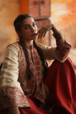 Load image into Gallery viewer, Beige &amp; Rust Kantha Jacket &amp; Palazzo
