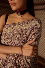 Load image into Gallery viewer, Maroon &amp; Ivory Kashidakari Saree
