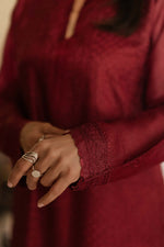 Load image into Gallery viewer, Deep Maroon Tusser Silk Kurta
