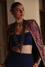 Load image into Gallery viewer, Midnight Blue &amp; Pink Kashida Kari Jacket
