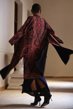 Load image into Gallery viewer, Midnight Blue &amp; Pink Kashida Kari Jacket
