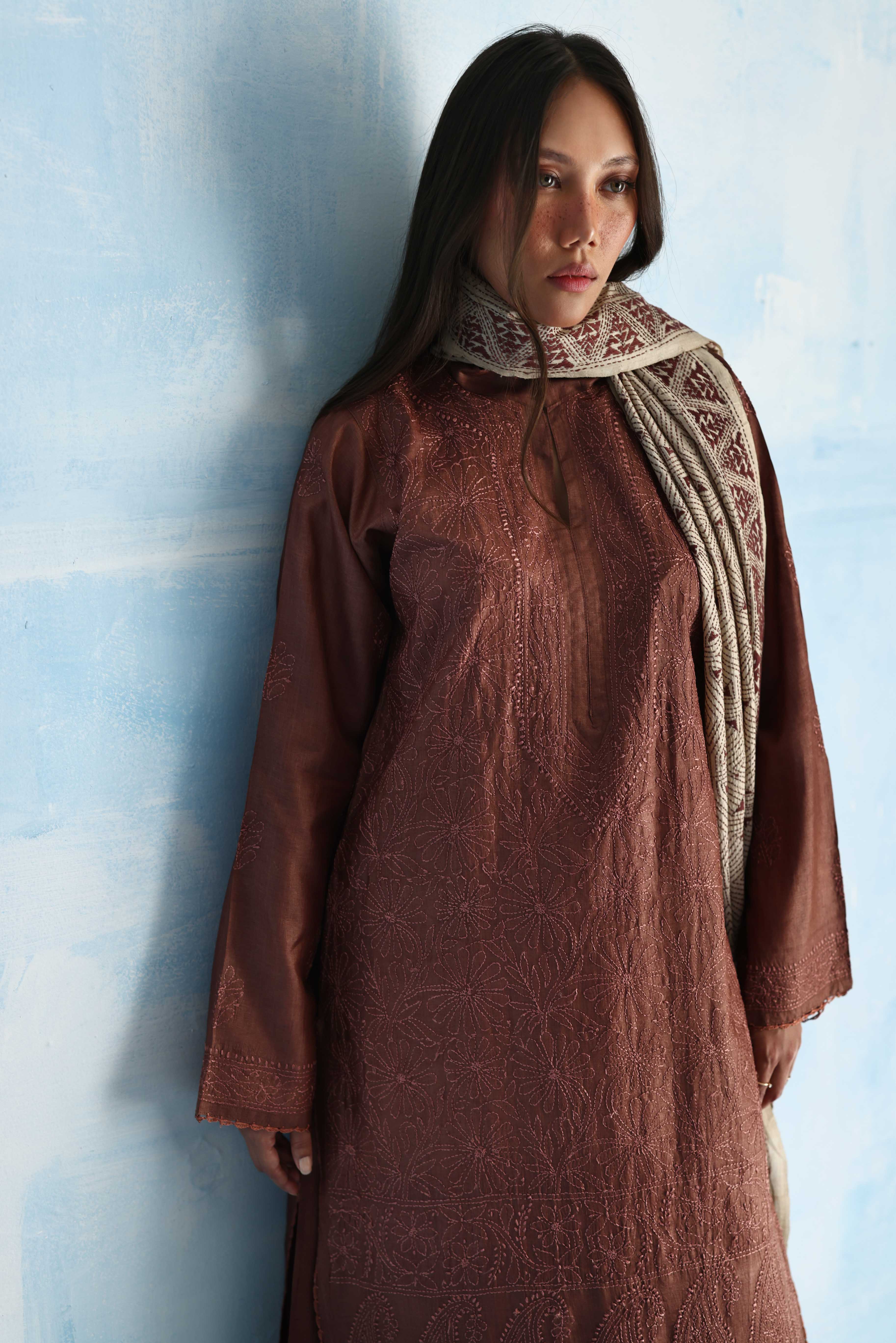 Coffee Tusser Silk Kurta