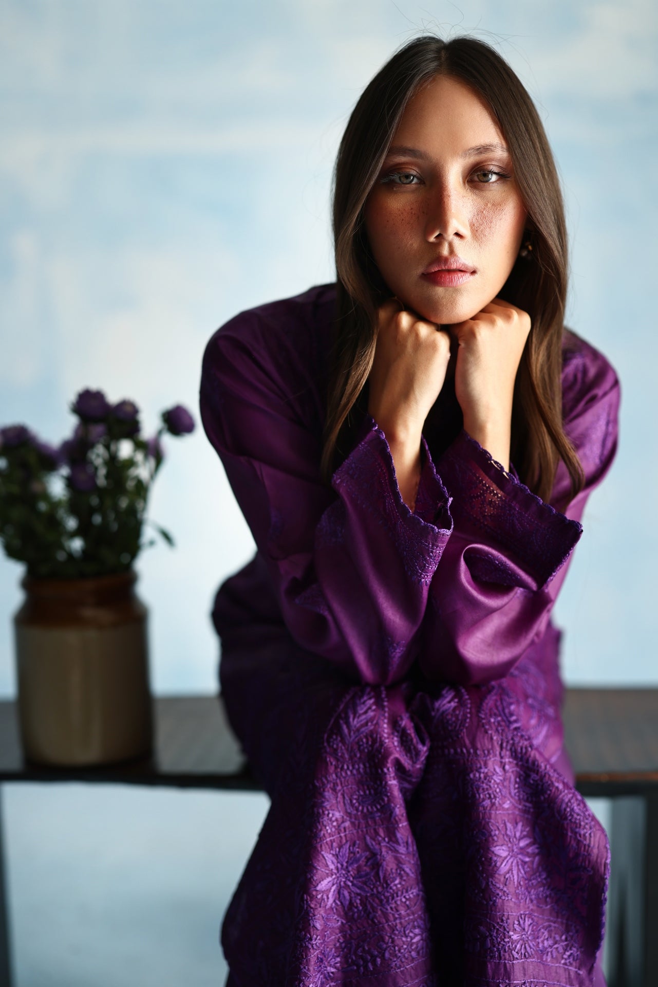 Imperial Purple Tusser Silk Kurta