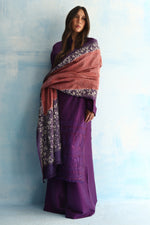 Load image into Gallery viewer, Purple &amp; Coral Kantha Dupatta
