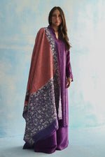Load image into Gallery viewer, Purple &amp; Coral Kantha Dupatta
