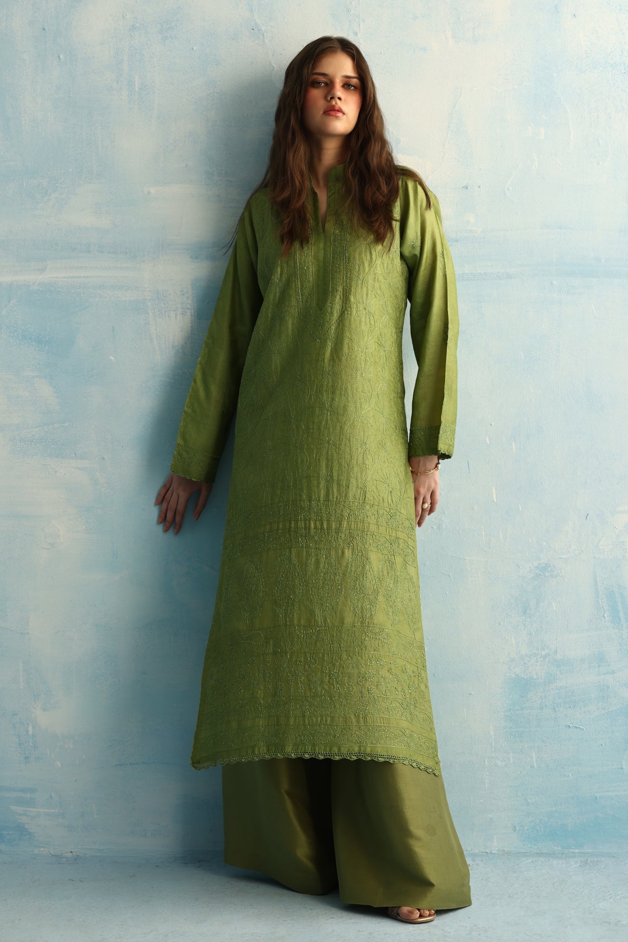 Citrus Green Tusser Silk Kurta