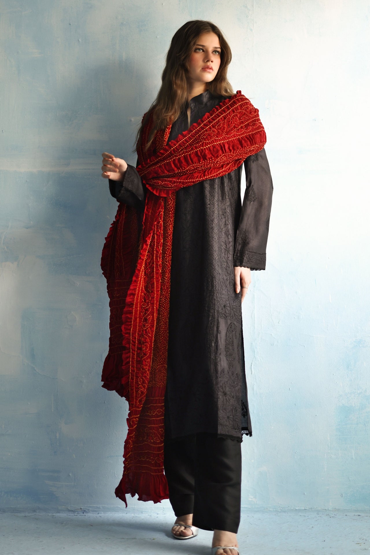 Maroon Chundri Dupatta