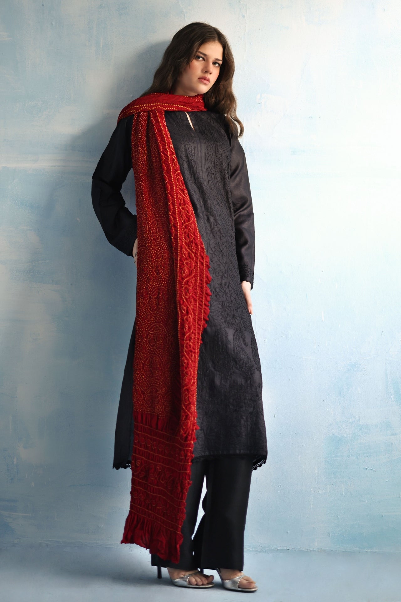 Maroon Chundri Dupatta