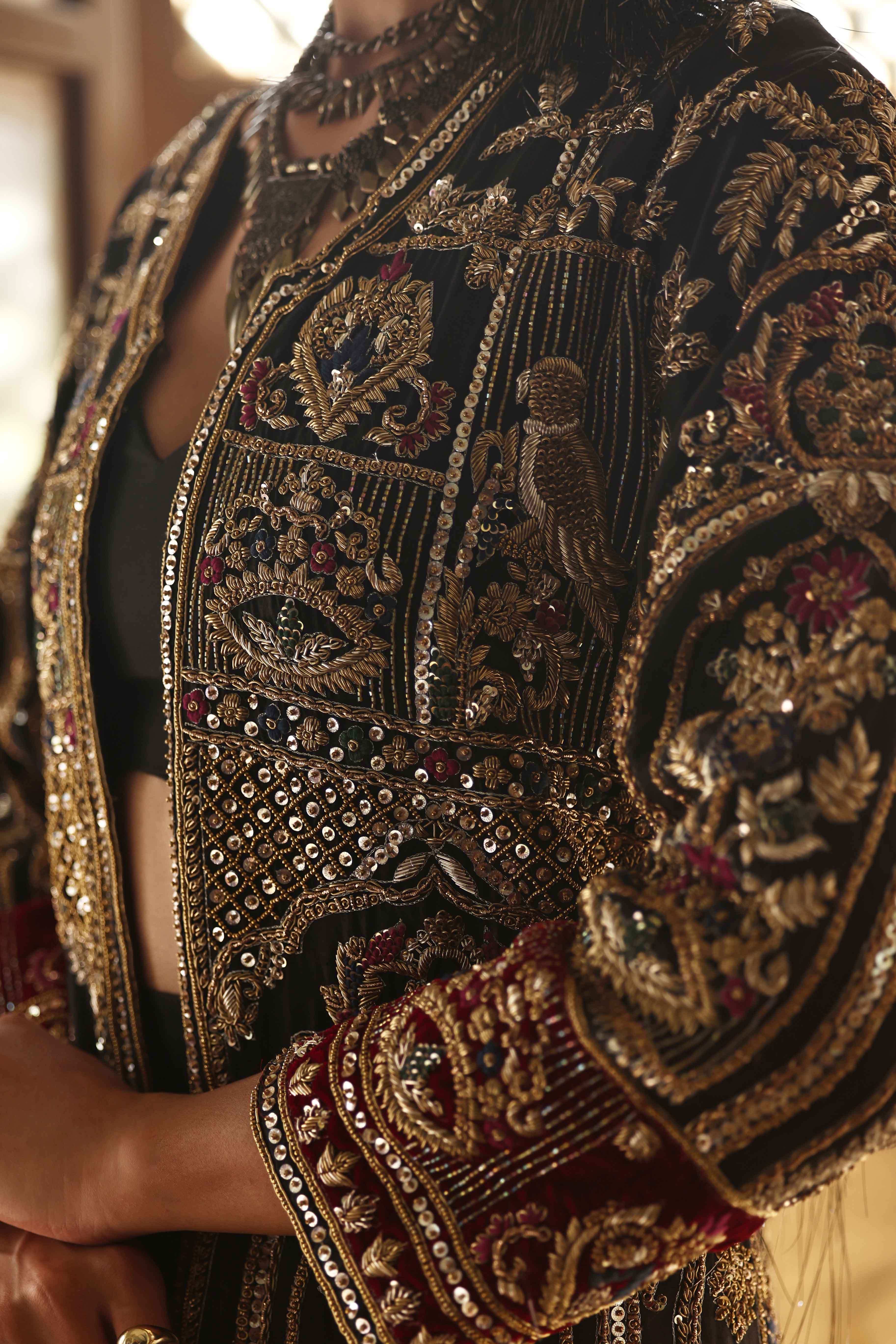 Royal Black & Gold Zardozi Jacket
