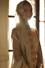 Load image into Gallery viewer, Pastel Green &amp; Gold Kashida Kari Lehenga
