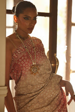 Load image into Gallery viewer, Ivory and Pink Ombre Kashidakari Dupatta
