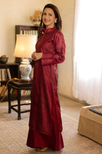 Load image into Gallery viewer, Deep Maroon Tusser Silk Kurta
