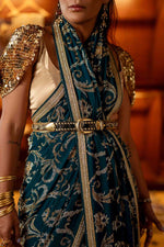 Load image into Gallery viewer, Teal Cutdana &amp; Sequins Saree
