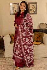 Load image into Gallery viewer, Deep Maroon Tusser Silk Kurta
