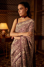 Load image into Gallery viewer, Maroon &amp; Ivory Kashidakari Saree
