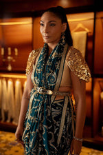 Load image into Gallery viewer, Teal Cutdana &amp; Sequins Saree
