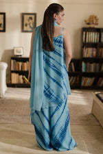 Load image into Gallery viewer, Blue Tie Dye  Shirt, Palazzo &amp; Dupatta
