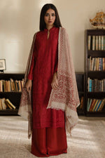 Load image into Gallery viewer, Beige &amp; Red Kantha Dupatta
