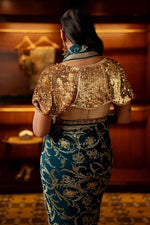 Load image into Gallery viewer, Teal Cutdana &amp; Sequins Saree
