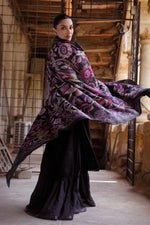 Load image into Gallery viewer, Black &amp; Purple Tree of Life Kantha Dupatta

