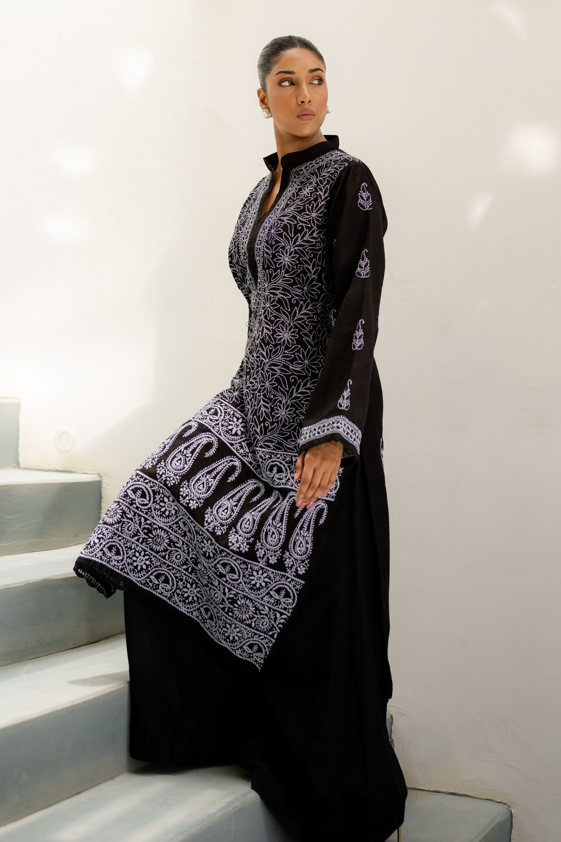 Black & White Chikankari Kurta