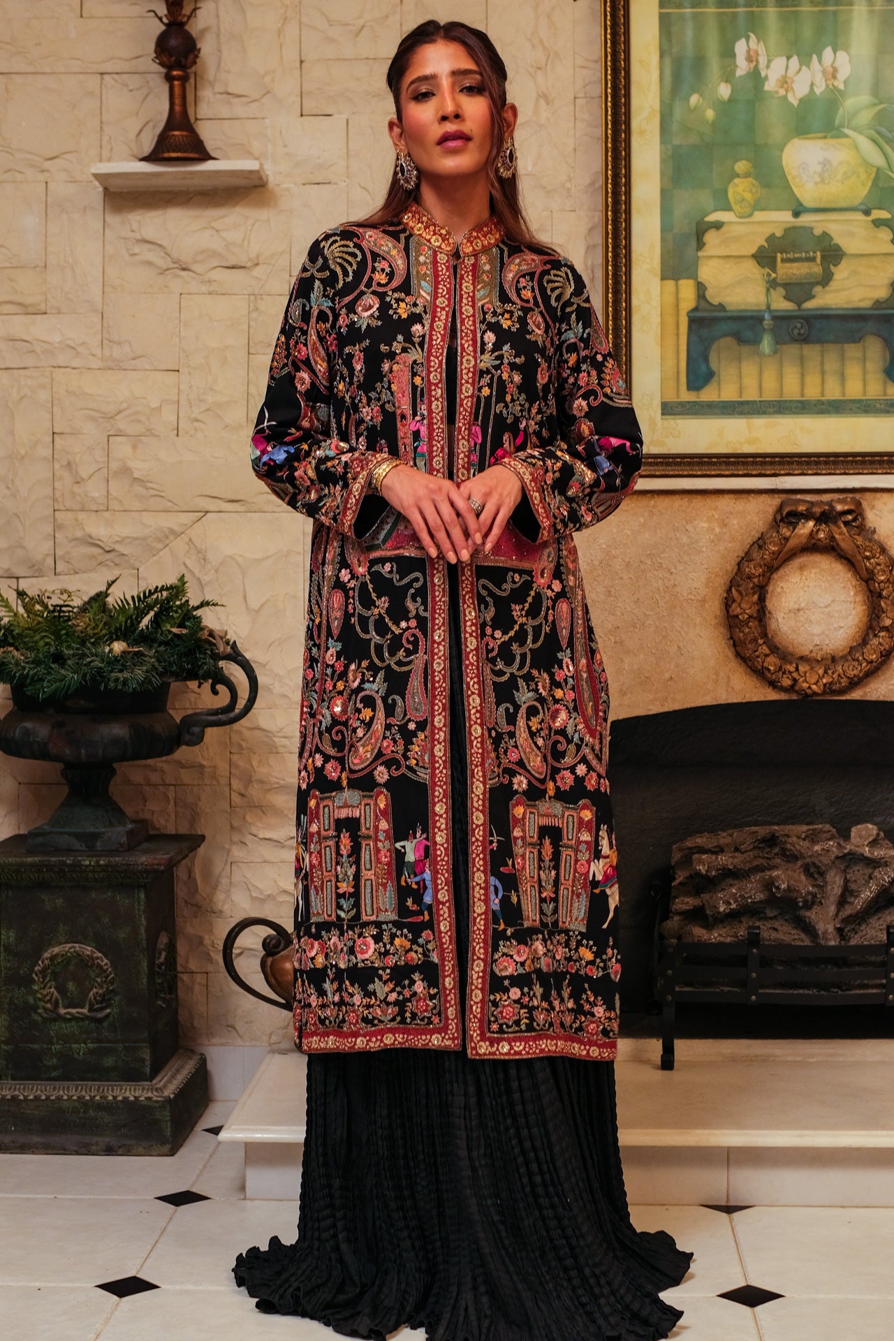 Black Mughal Darbar Jacket