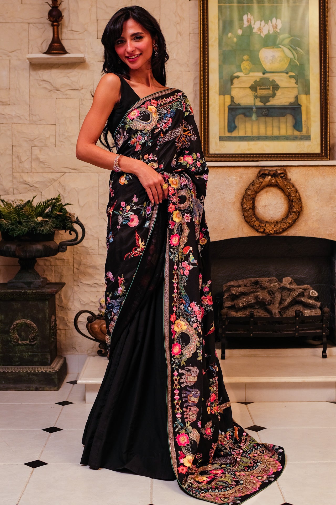 Black Mughal Baagh Dupatta