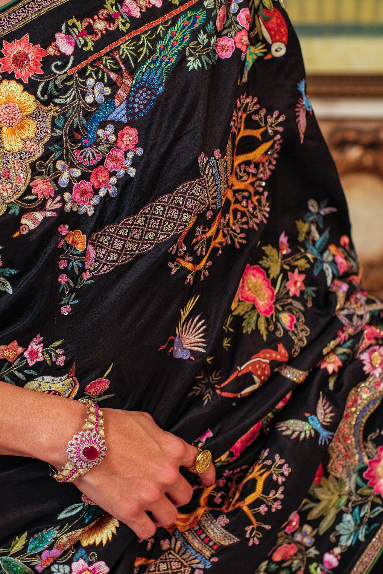 Black Mughal Baagh Dupatta