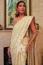 Load image into Gallery viewer, Ivory &amp; Silver Kashidakari Saree
