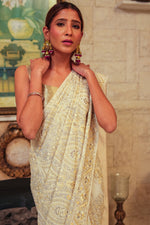 Load image into Gallery viewer, Ivory &amp; Silver Kashidakari Saree
