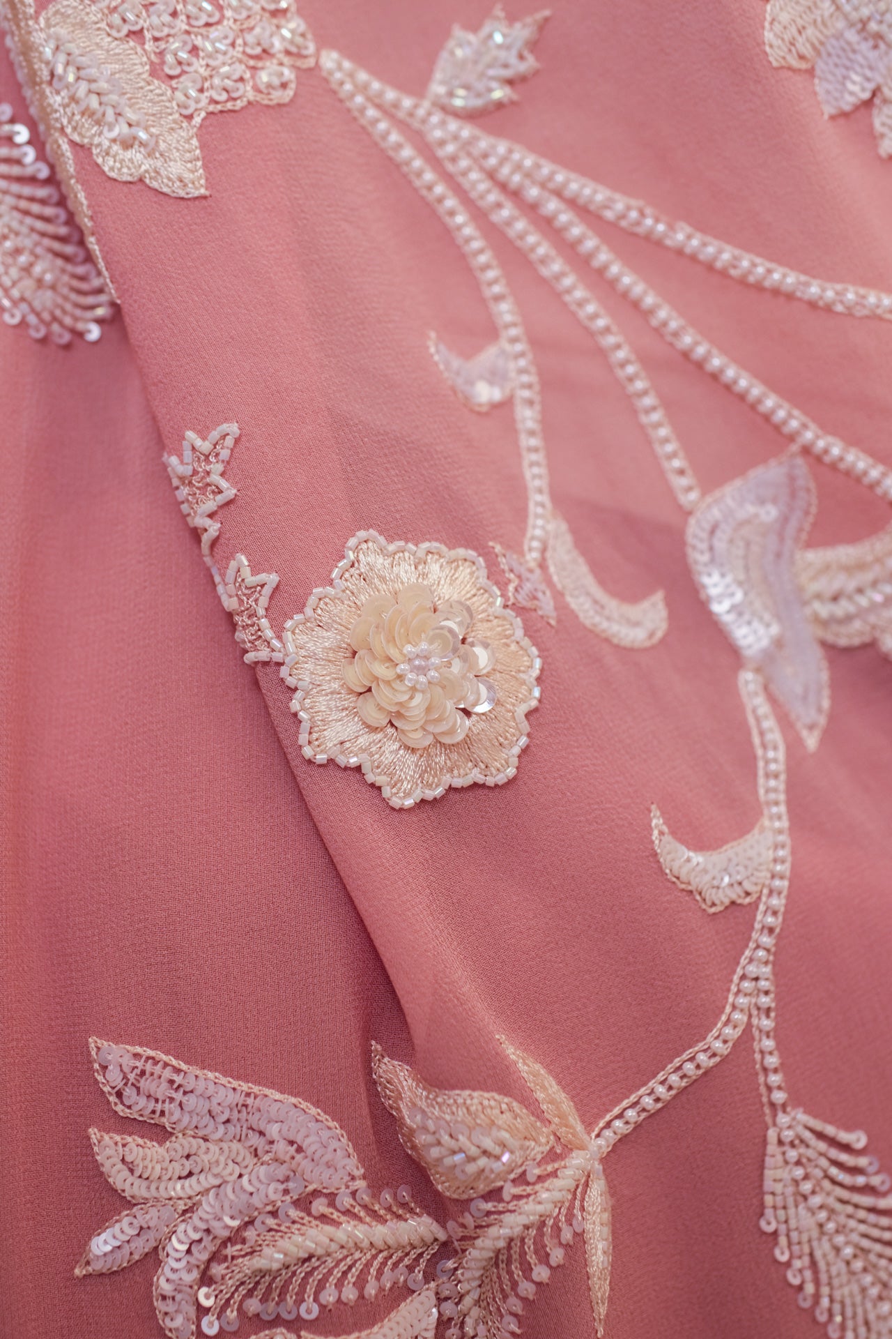 Tea Pink & Off White Floral  Saree