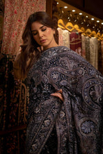 Load image into Gallery viewer, Navy Blue &amp; Silver Kashidakari Saree
