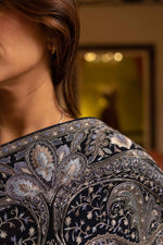 Load image into Gallery viewer, Navy Blue &amp; Silver Kashidakari Saree
