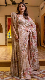Load image into Gallery viewer, Tea Pink Kashidakari Saree
