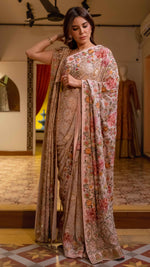 Load image into Gallery viewer, Tea Pink Kashidakari Saree
