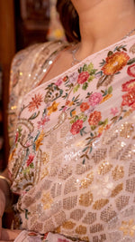 Load image into Gallery viewer, Tea Pink Kashidakari Saree
