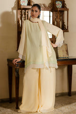 Load image into Gallery viewer, Sorbet Yellow  Layered Shirt,  Palazzo &amp; Stole
