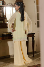 Load image into Gallery viewer, Sorbet Yellow  Layered Shirt,  Palazzo &amp; Stole
