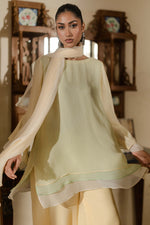 Load image into Gallery viewer, Sorbet Yellow  Layered Shirt,  Palazzo &amp; Stole

