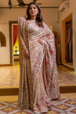 Load image into Gallery viewer, Tea Pink Kashidakari Saree
