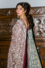 Load image into Gallery viewer, Wine &amp; Ivory Kashidakari Saree
