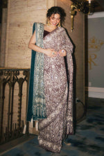 Load image into Gallery viewer, Wine &amp; Ivory Kashidakari Saree
