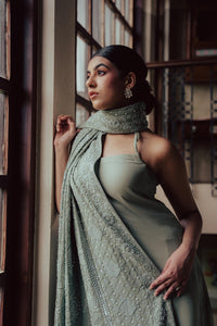 Mint Green Chikankari and Zardozi Dupatta