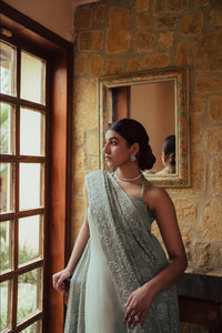 Mint Green Chikankari and Zardozi Dupatta