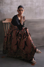 Load image into Gallery viewer, Aafrinish By Niazi Eshal Rahman Rizwan Ul Haq Black Kashidakari Shawl Featuring classic paisley patterns on a stunning black Chiffon base Pakistan Fashion
