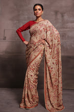 Load image into Gallery viewer, Aafrinish By Niazi Fouzia Aman Rizwan Ul Haq Gold Cutdaana Sari that is reminiscent of old world regality Pakistan Fashion
