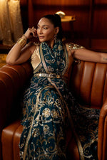 Load image into Gallery viewer, Teal Cutdana &amp; Sequins Saree
