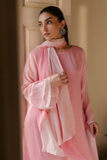 Load image into Gallery viewer, Rose Pink Layered Shirt, Palazzo &amp; Stole
