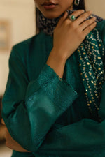 Load image into Gallery viewer, Teal  Tusser Silk Kurta
