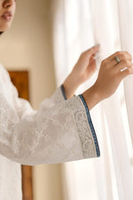 Load image into Gallery viewer, White &amp; Blue Chikankari Kurta
